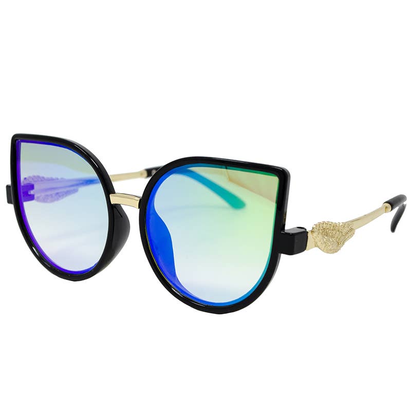 Celeste Black and Gold Mirror Cat Sunglasses