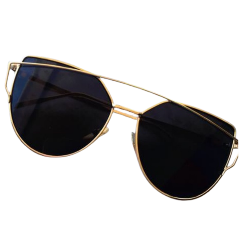 Justice Black with Gold Rim Mirrored Sunglasses.
