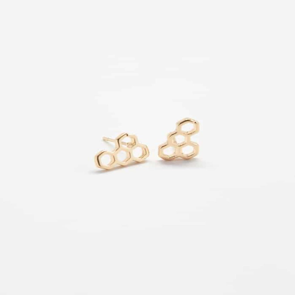 Liza Gold Honeycomb Stud Earrings