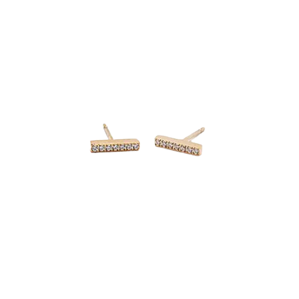 Anna Pave Gold Bar Stud Earrings