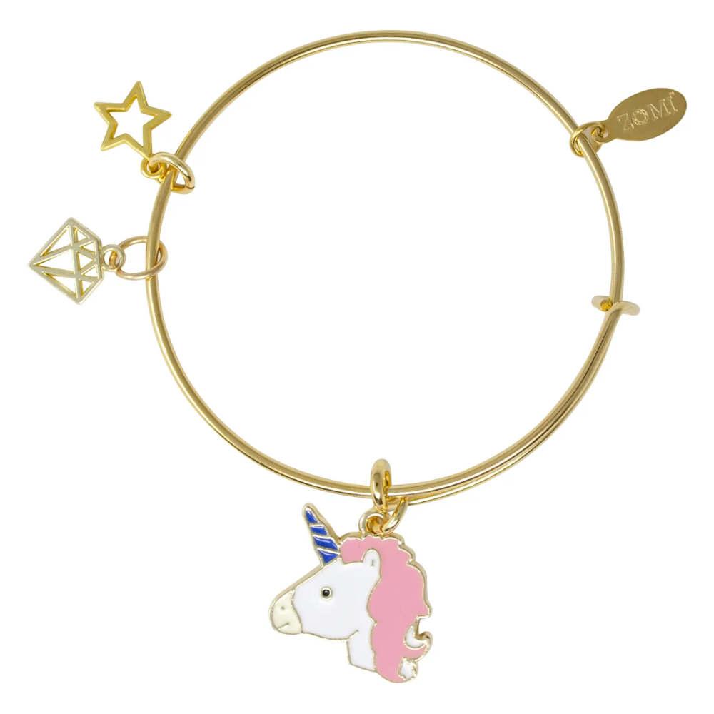 Unicorn & Gems Gold Bangle Bracelet